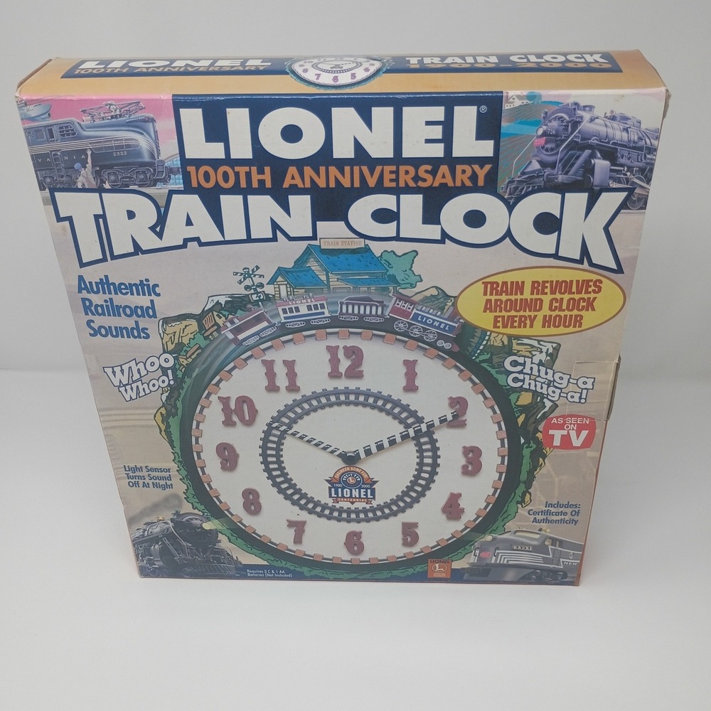 Lionel 100th Anniversary Train Wall Clock 1900-2000 Sounds Revolving Train 7183